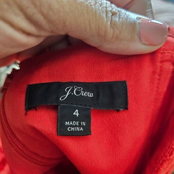 J Crew Guipure Lace Sheath Dress Red Spaghetti Strap 4 - Picture 6 of 10